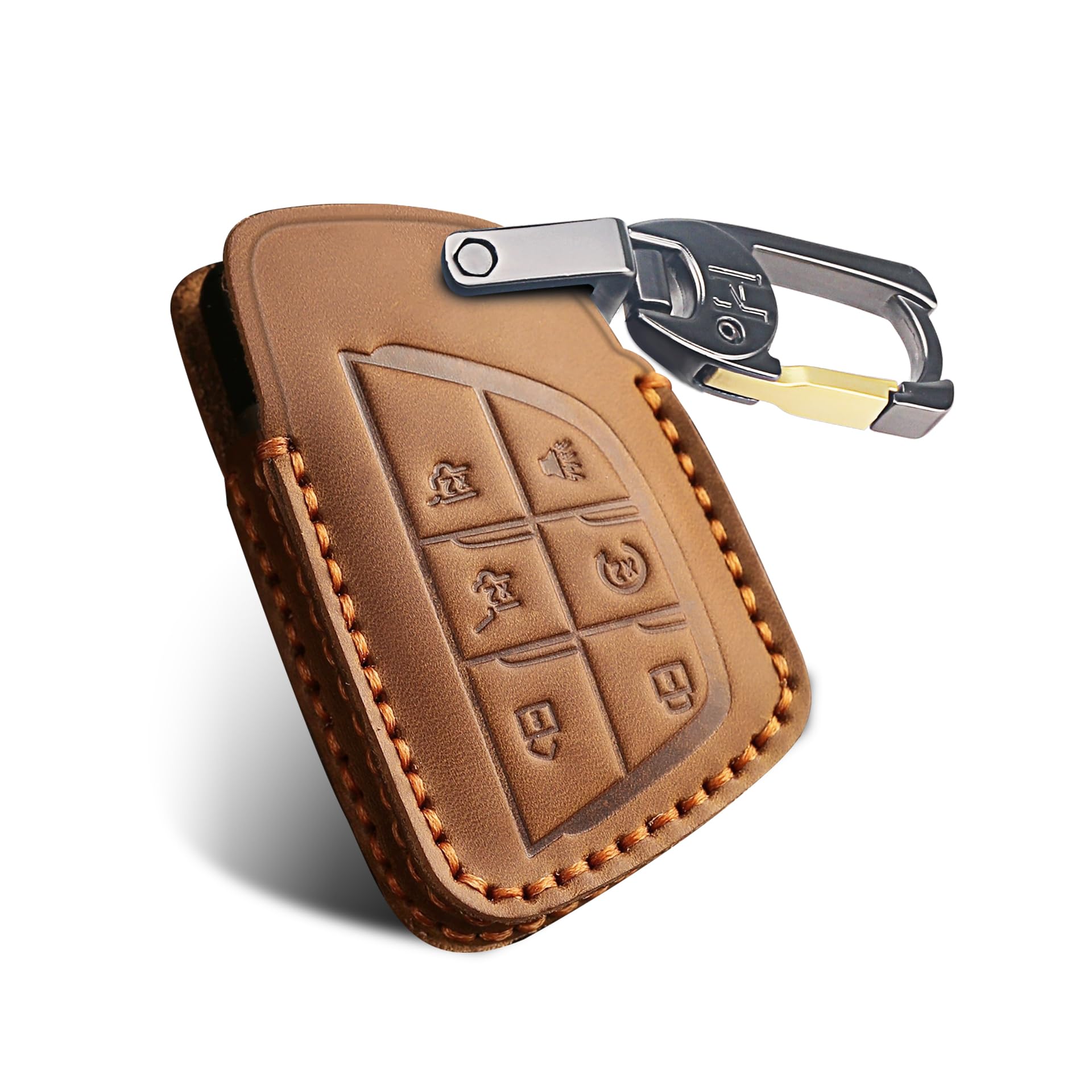 MILD EAST Genuine Leather Key Fob Cover for Chevy, Smart Fob Cover Case Compatible with 2021/2022/2023/2024/2025 GMC Yukon Denali Sierra Chevrolet