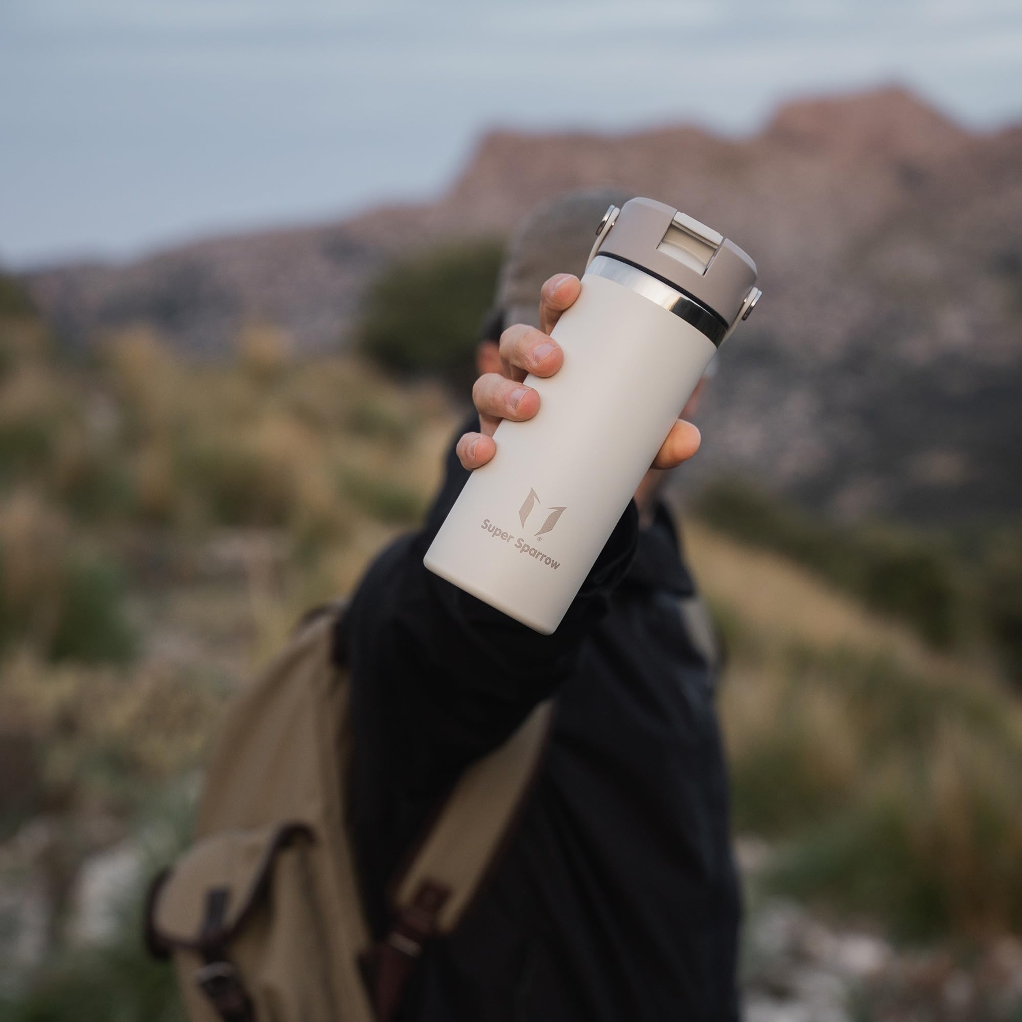 Sparrow Borraccia Termica - 500ml/750ml/1L/1.2L - SwivelSip Bottiglia Acciaio Inox - Senza BPA Borracce Termiche, Borraccia con Cannuccia Ergonomica per Scuola, Sportiva, Campeggio, Palestra