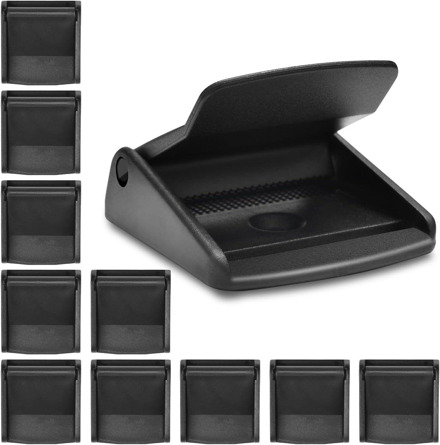 CooBigo 10Pack 2 Inch Black Cam Buckles, Plastic Toggle Buckle Clip for Pet Chest Vest, Car Roof Bag, Backpack Luggage Straps, Belt DIY Craft Accessories (50.5mm)