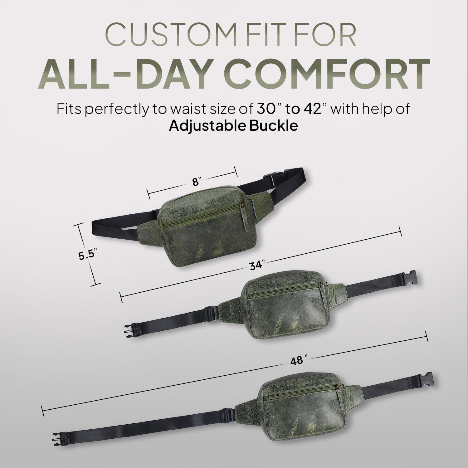 Leather Fanny Pack Crossbody Bag (8x5x3) - Multi-Pocket Waist Bag with Adjustable Strap for Travel & Daily Use - Image 2