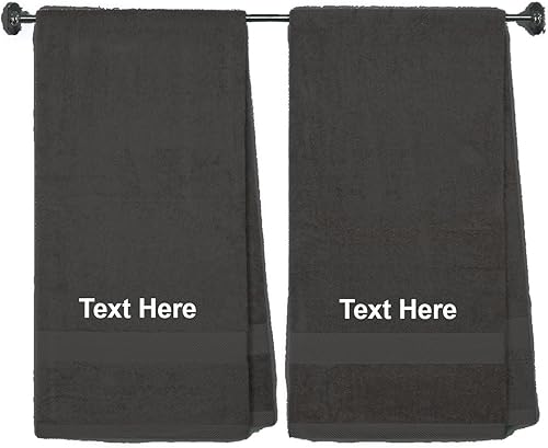 Toalla personalizada para baño, toallas de ducha para hombres, mujeres, niñas y niños. Toallas de rizo bordadas gratis, color carbón