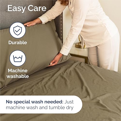 Vista 62 de Juego de sábanas Split King de 7 piezas, sábanas transpirables y refrescantes, sábanas de hotel, bolsillos profundos, ajuste fácil, suaves y sin