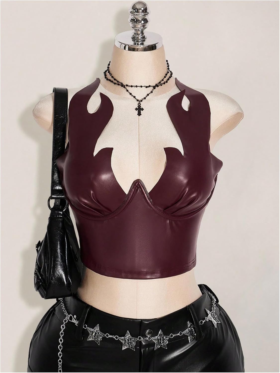 SweatyRocks Women's Plus Size Y2k Going Out Leather Crop Top Punk Push Up Corset Tops Camsiole - Image 4