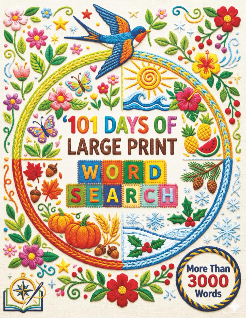 101 Days of Large Print Word Search: A Year of Seasonal Puzzles for Adults and Seniors | More Than 3000 Words to Sharpen Your Mind and Relieve Stress (Spring, Summer, Autumn, Winter)