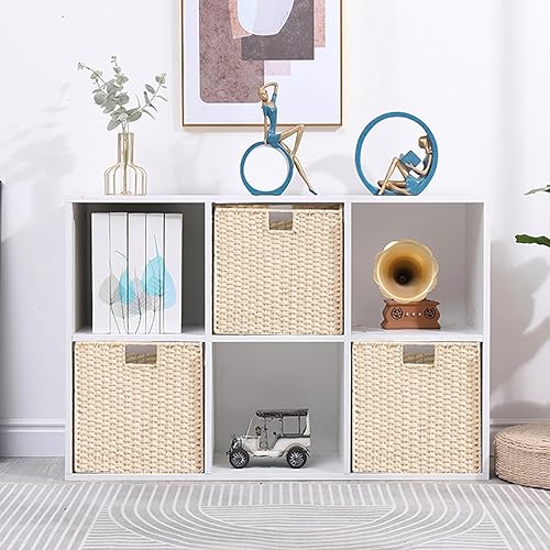 Miniatura 3 de Vagusicc Cestas de almacenamiento de mimbre, juego de 2 cestas de almacenamiento tejidas a mano para estantes con asas, cestas de almacenamiento