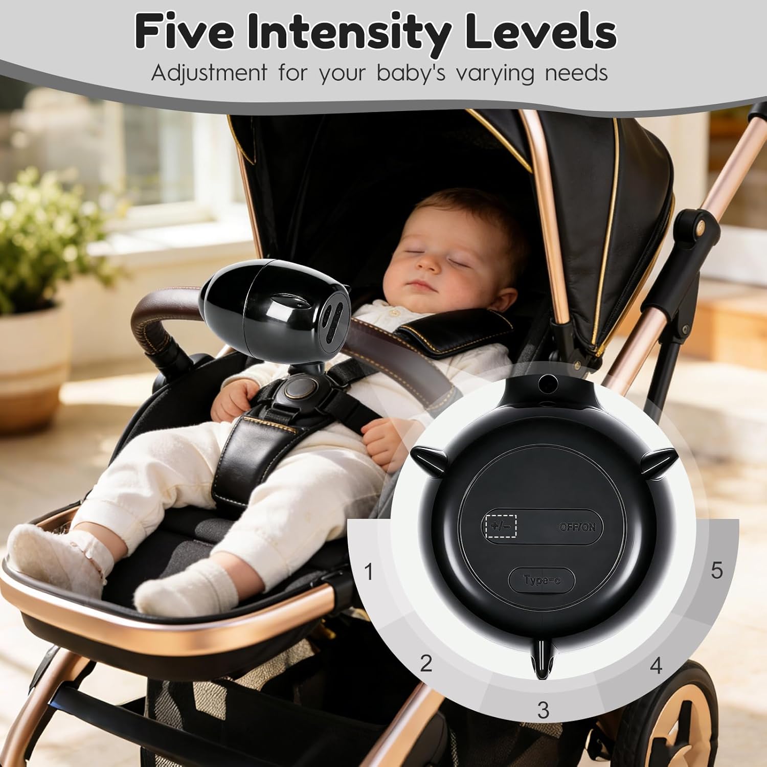 Portable Baby Stroller Rocker, Hands-Free Automatic Rocker & Sleep Soother with Adjustable Speed, USB Rechargeable Rocking Device Fits Most Strollers, Prams and Car Seats