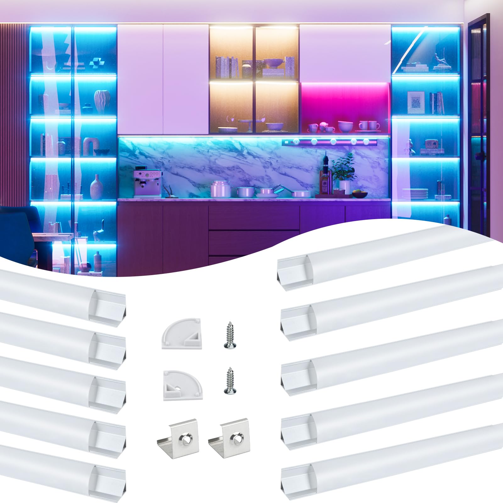 Snapklik.com : Muzata 10Pack 1FT/0.3M V Shape LED Channel Silver ...