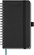 BEZEND Petit Agenda 2025 2026 de Poche Spirale 15.5 x 9cm Agenda Scolaire 25 26 Semainier A6, 18 Mois Du Juillet. 25 à Déc. 26, Couverture Souple en Cuir PU - Noir