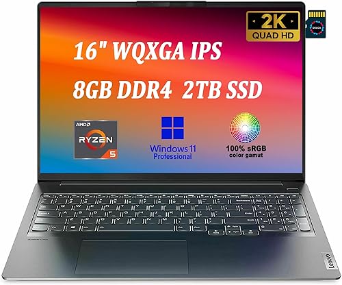 Miniatura 1 de Lenovo Ideapad 5 Pro Laptop I 16" WQXGA IPS 100% sRGB Display I AMD 6-Core Ryzen 5 5600H ( i7-11375H) I 8GB DDR4 2TB SSD I Teclado retroiluminado
