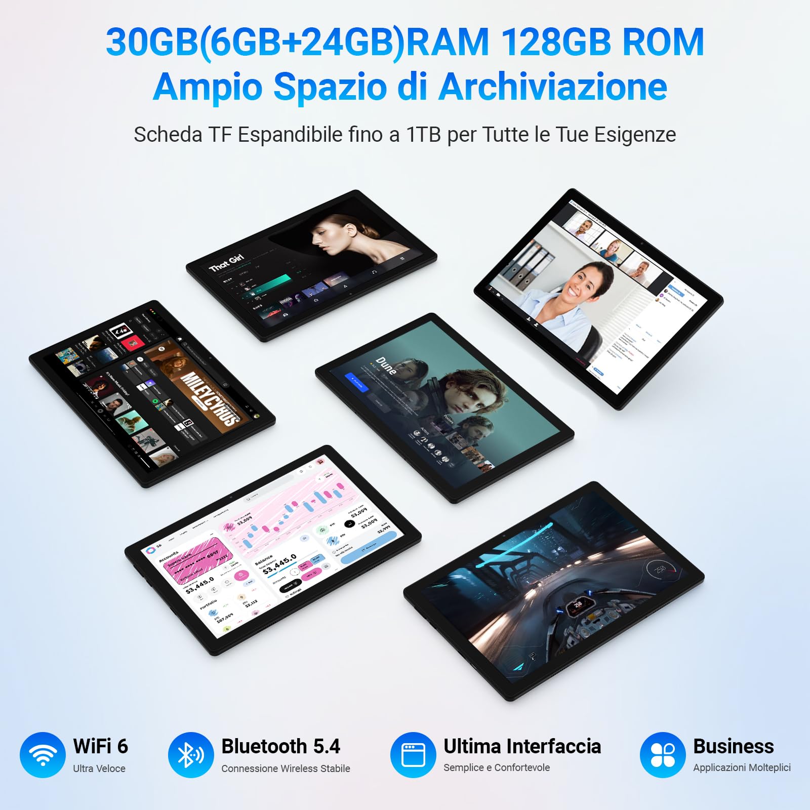 Gleeso Tablet 11,5 Pollici Android 16 con Gemini AI, Processore Octa-Core, 30GB RAM Espandibile fino a 2TB TF, Display 2K 90Hz, Batteria 8400mAh, Tablet Portatile per Studenti e Lavoro Aziendale