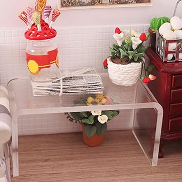 Worparsen Mini Table Comfortable Hand Feeling Coffee Table Simulation Model Adorable Lightweight