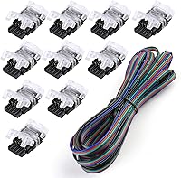 Vista 1 de SUPERNIGHT Conector LED de 4 pines RGB Cables divisores de extensión Tira a cable Conexión rápida sin pelar, Conector en forma de T Conector macho