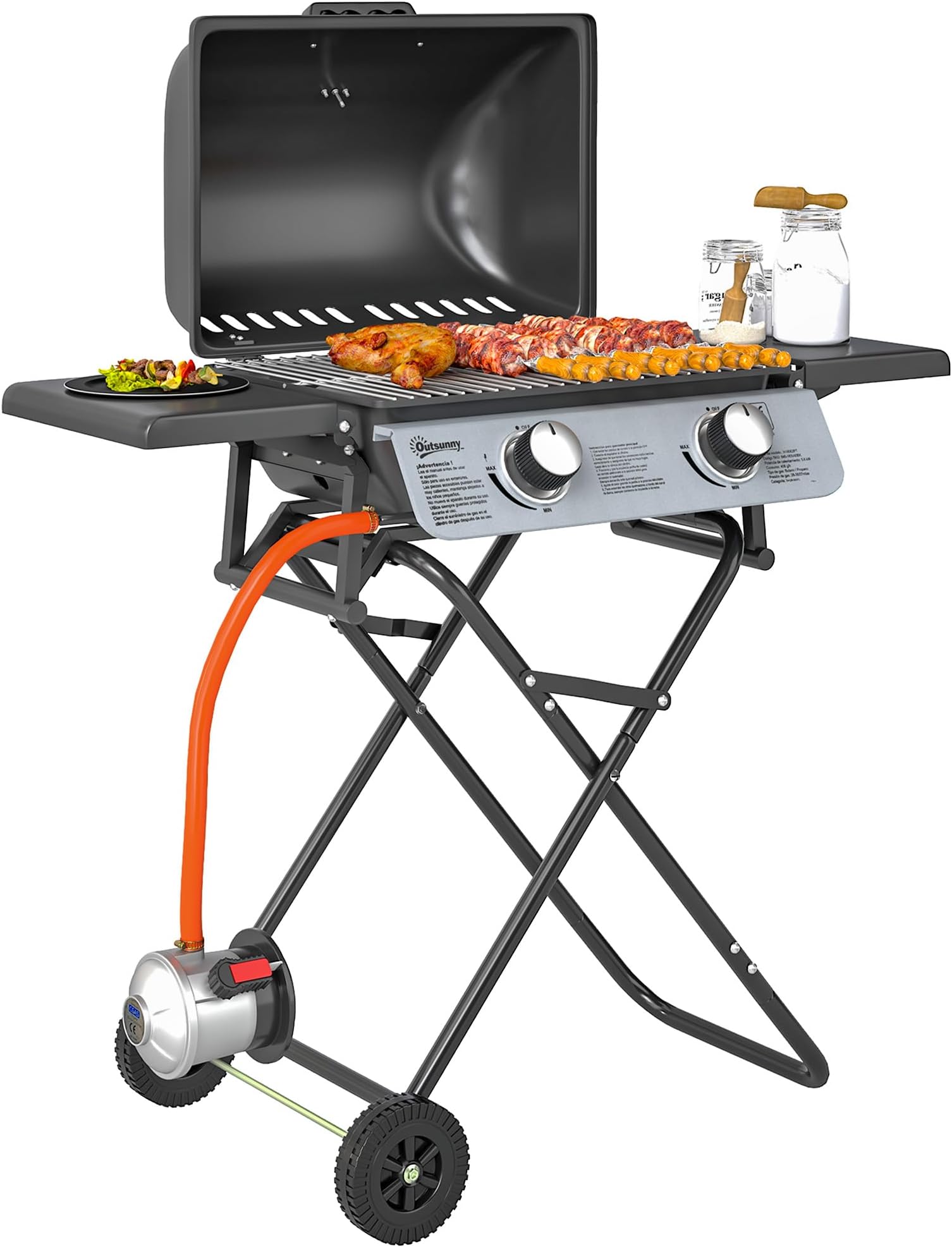 Barbecue A Gas 3 Bruciatori In Acciaio Fornello Laterale 2 Griglie Coperchio BBQ | Leroy Merlin - Foto 10