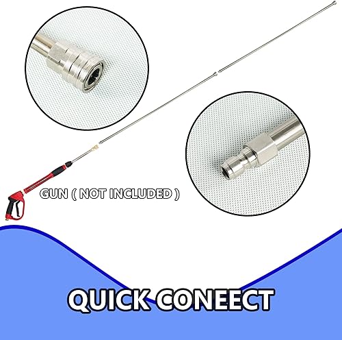 Miniatura 2 de Hourleey Varita de extensión para lavadora a presión, acero inoxidable de 120 pulgadas (10 pies) con lanza de conexión rápida de 14 de pulgada, 2