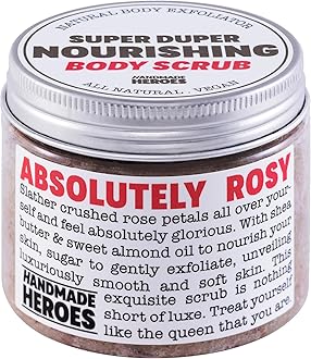 Rose Petal Scrub Foot & Body Exfoliator Infused with Vitamin E and Rose Natural Exfoliating Sugar Body Scrub for Toning Cellulite Skin Care by Handmade Heroes Body Skincare Stocking Stuffers