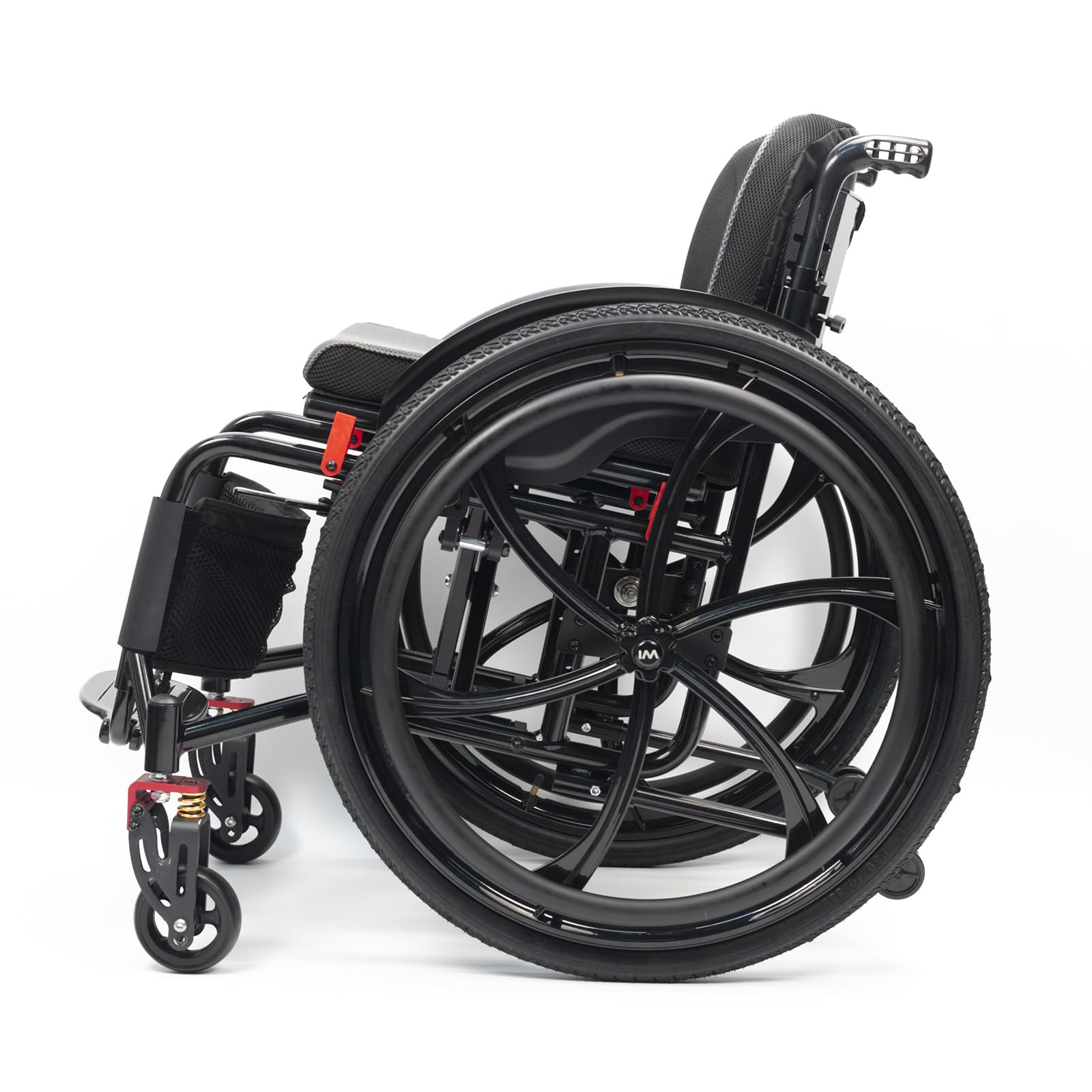 Sportowe wózki inwalidzkie, 15 kg, super lekki wózek inwalidzki z aluminiową ramą, szybkie zapięcie, ręczny hamulec, wózek inwalidzki, torba do przechowywania, obciążenie 100 kg (szerokość siedziska