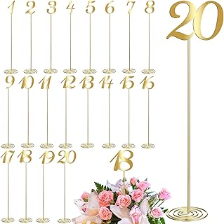 Therwen 20 Pcs Metal Table Numbers 1-20 Table Numbers for Wedding Reception 12 Inch