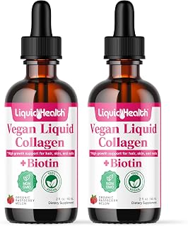 LIQUIDHEALTH 100% Vegan Collagen Plus Biotin 100,000mcg Liquid Drops - Plant-Based Liquid Collagen for Women & Men - Hair & Nail Growth, Skin Health, Boosts Metabolism - Made in USA, Non-GMO (2 Pack)