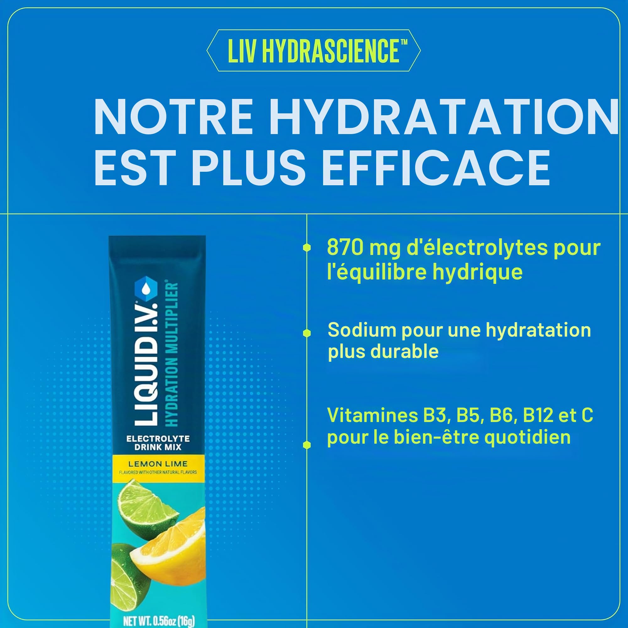 Liquid I.V.® Multiplicateur d'hydratation – Pétard à glace | Mélange à boisson en poudre électrolyte | 1 paquet (16 portions)