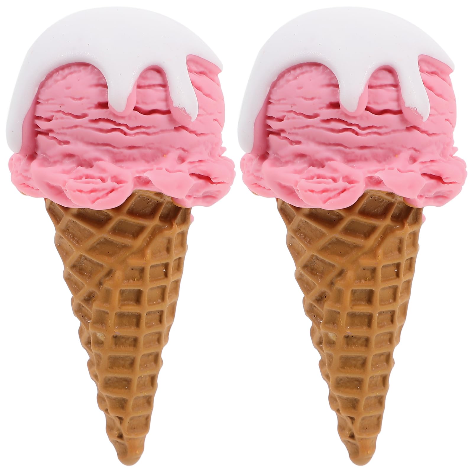 Amosfun Pack of 2 Realistic Ice Cream Model Decoration, Artificial Ice Cream Cone for Party, Shop Display, Photography Props, Multicoloured, 7.3 x 3.5 x 2 cm, Plastic/Resin