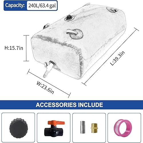 Miniatura 2 de Depósito de agua de 240 L63 galones, contenedor de almacenamiento de agua portátil plegable, bolsa de agua de emergencia para RV, cama de camión,