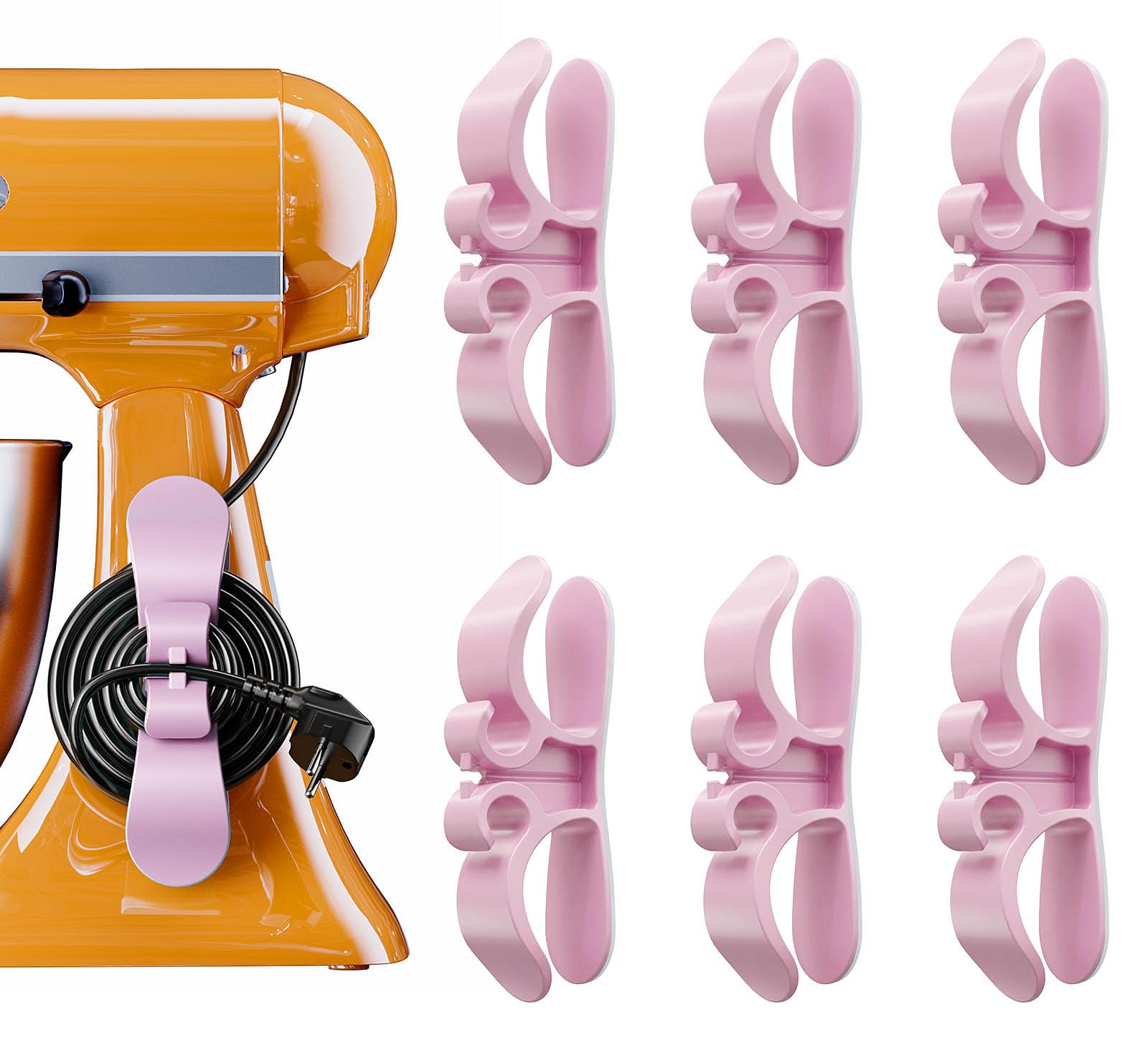 6PCS Cord Organizer for Appliances, Upgraded Kitchen Appliance Cord Organizer Stick On Appliance Wire Organizer Wire Holder for Kitchen Appliances Mixers, Coffee Maker, Pressure Cooker &amp; Microwaves