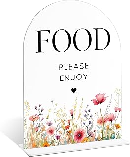 Floral Bridal Shower Decorations, Food Please Enjoy Sign, Acrylic Signs for Wedding, Wedding Signage for Reception, Boho Bridal Shower Decorations for Bachelorette Night, Proposal, Engagement, 12