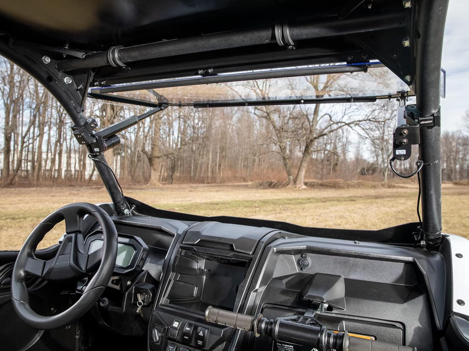 SuperATV MaxDrive Power Flip Windshield Compatible With Kawasaki Teryx KRX 1000: 2020+, Kawasaki Teryx KRX 4 1000: 2023+, 1/4” Polycarbonate 250x Stronger than Glass