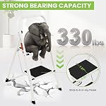 2-Step Folding Ladder, Portable Step Stool with Wide Anti-Slip Pedal, 330lbs Weight Capacity, Lightweight Foldable Ladder for Home, Kitchen & Outdoor Use, White