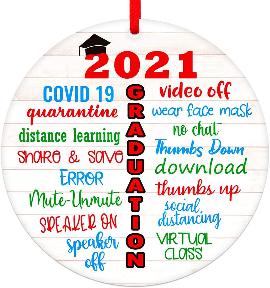 WaaHome 2021 Quarantine Graduation Ornament, High School College Graduation Gifts for Graduates Seniors Her Him, to Remember 2021 Graduation