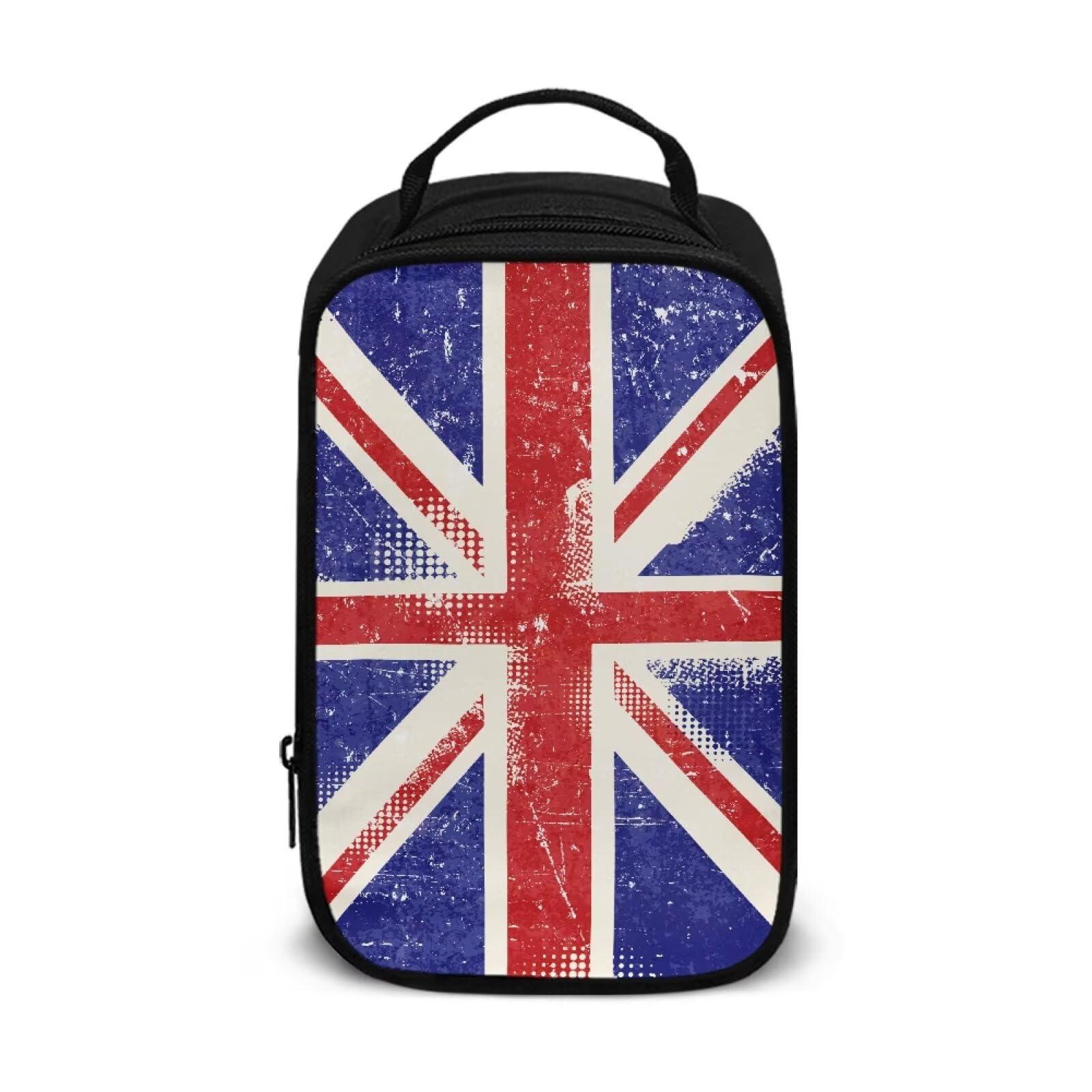 NETILGEN UK Union Flag Insulated Lunch Bag for Women Girls Reusable Cooler Lunch Box Waterproof Handbag Large Capacity Zipper Around Food Container Portable Lunchbox