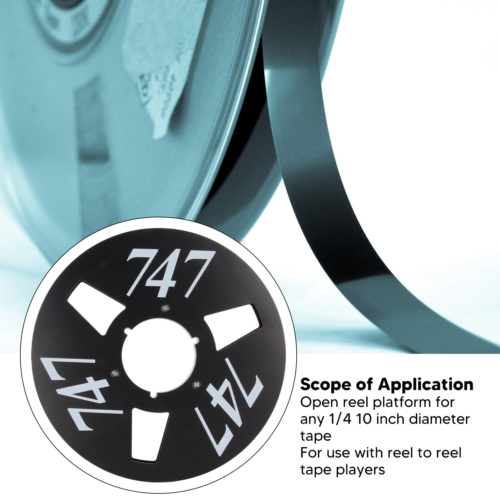 1/4 10 Inch Blank Tape Reel Aluminum Alloy Recording Reel 3 Hole Opening Machine Part For Reel To Reel Tape Recorder (Black)