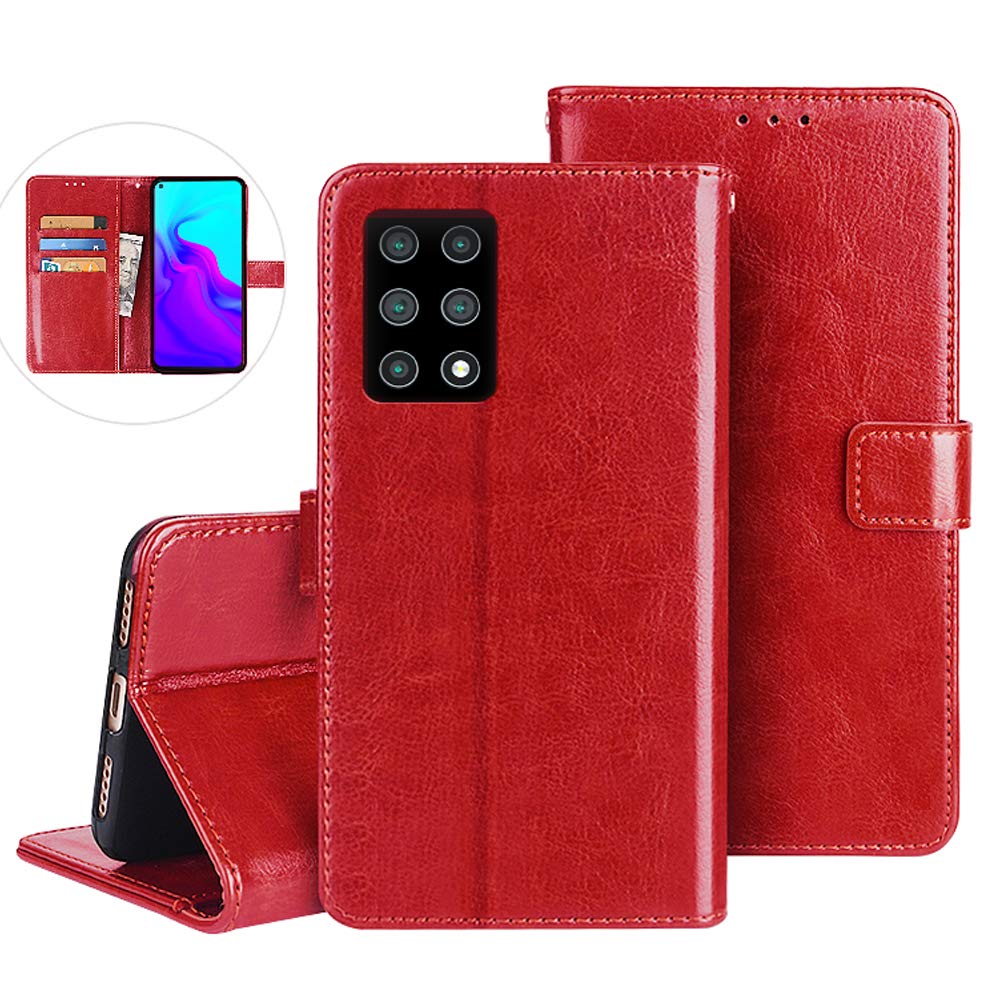 BTShare For CUBOT X30 Case, Premium Simple Flip Leather Wallet Case Kickstand & Card Slots & Magnetic Closure Full Protective Cover, Red