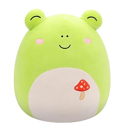 Squishmallows Original 14-Inch Wendy Green Frog with Mushroom Embroidery - Official Jazwares Plush (Large)