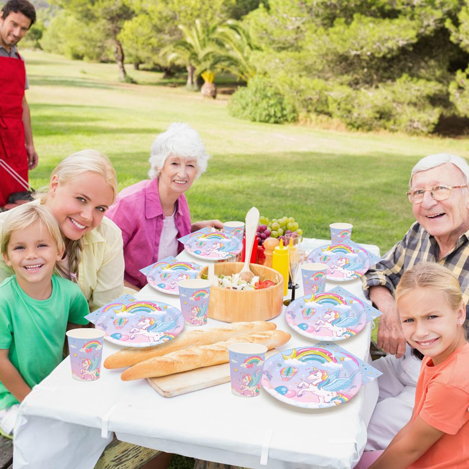Set Stoviglie Unicorno 40 Pezzi - Piatti, Bicchieri E Tovaglioli - Per Feste Bambini E Compleanni