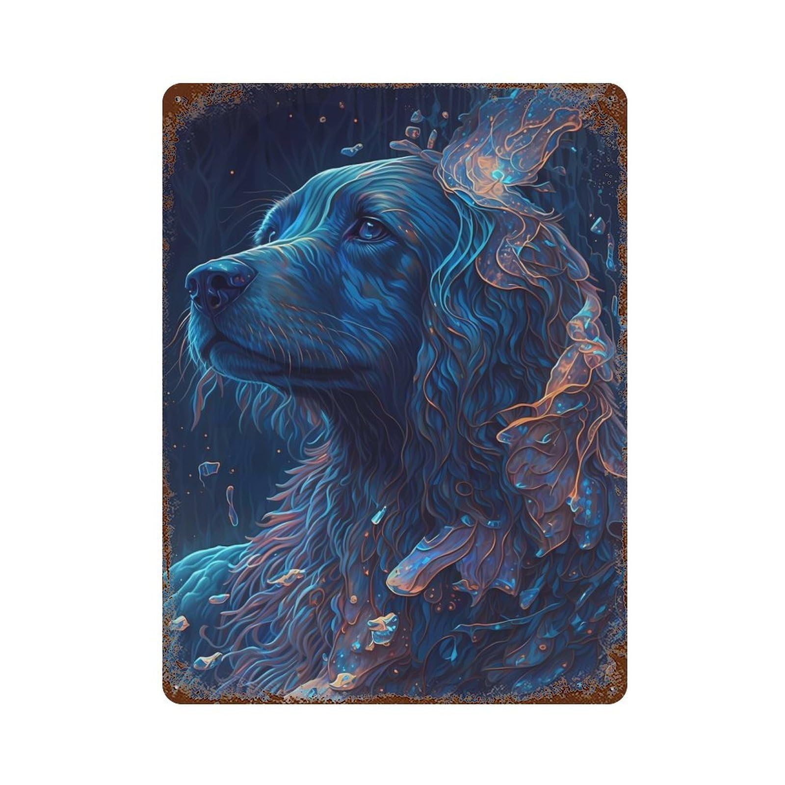 Rust Effect Irish Setter Dog Rusty Metal Tin Sign 15.7"x11.8", Old School Wall Decor for Cafe, Home Bar And Lounge Decor