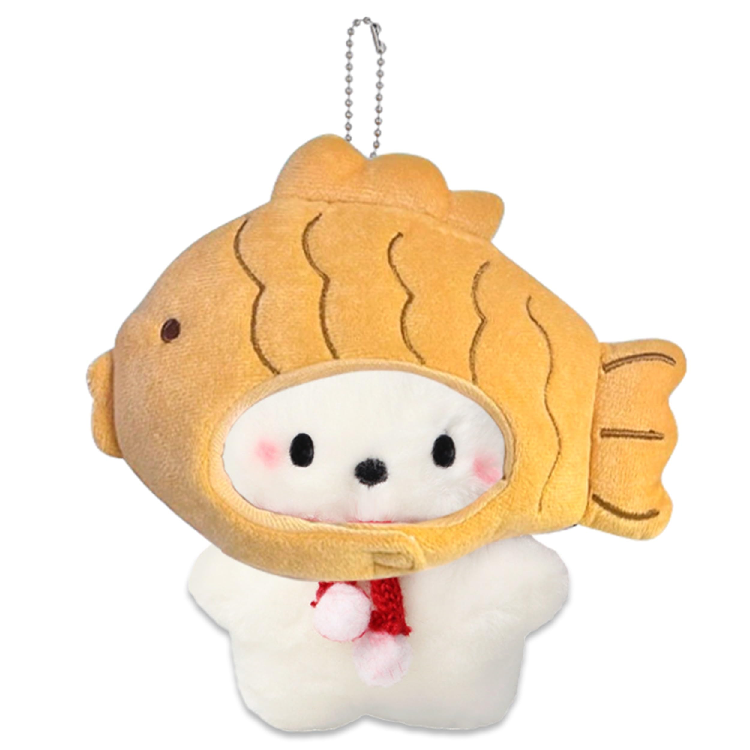 Roffatide Cartoon Pochacco Taiyaki Keychain Plush Stuffed Key Chain Cartoon Figure Key ring JK Bag Pendant for Girls and Boys Lolita Keychain