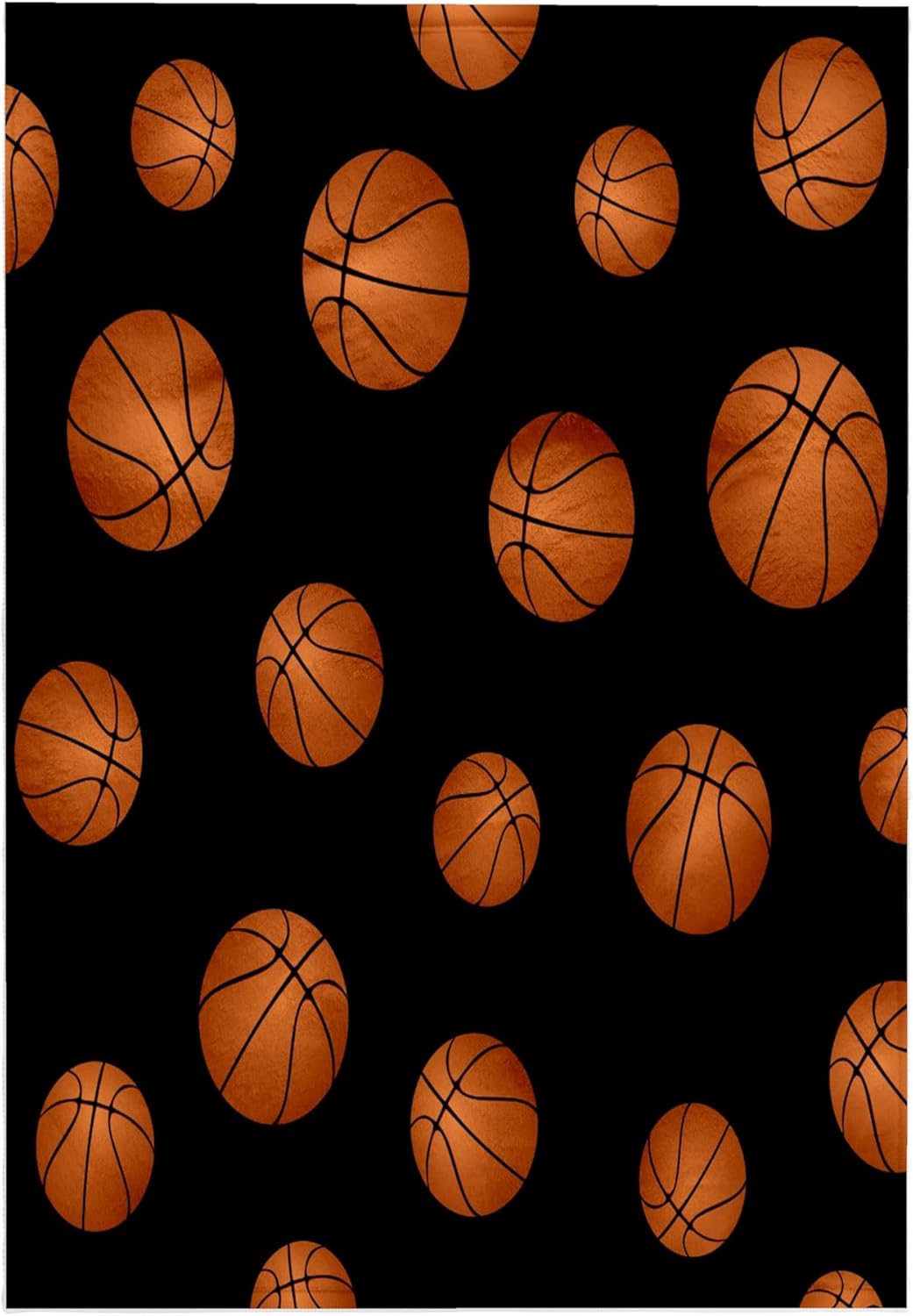 3dRose Basketball Pattern on Black. Orange Brown Basket Balls. Sport Sports Sporty Sporting Game Team Jock 22x30 Bath Hand Pool Towel