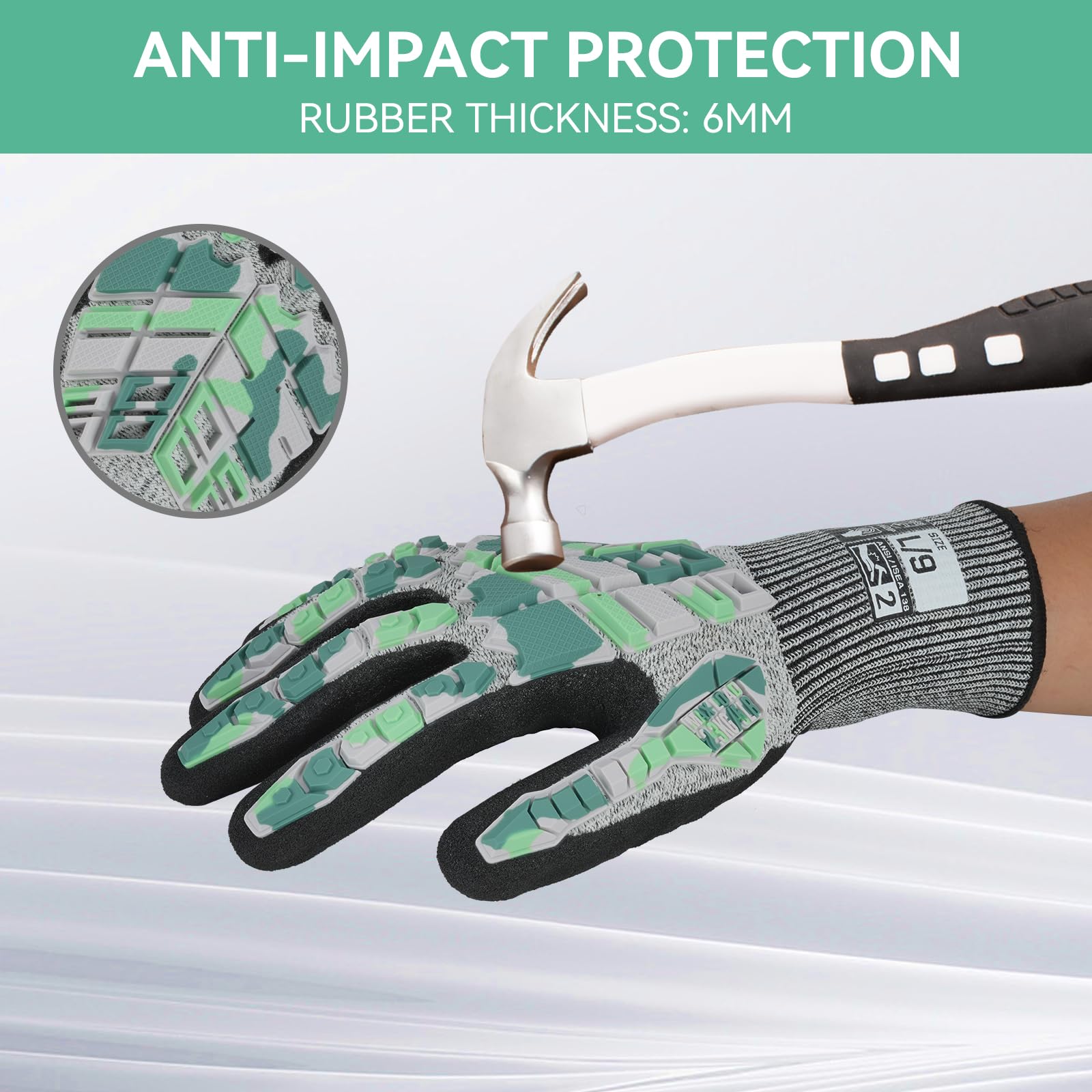Gants de travail de sécurité, gants de frappe pour hommes et femmes, résistants aux coupures, antidérapants et durables, avec poignée en nitrile, gants pour écran tactile avec protection