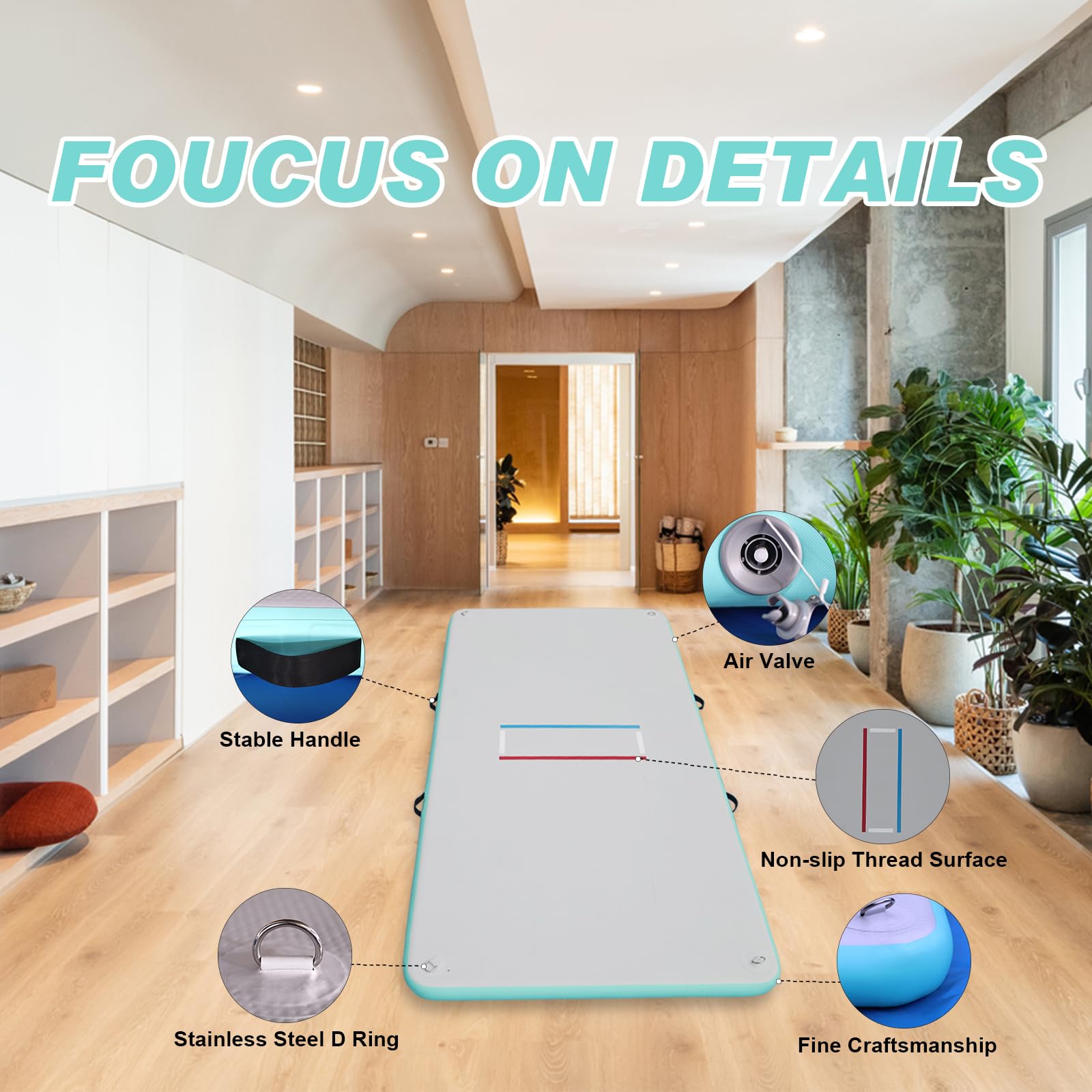 Inflatable Wrestling Mat for Adults/Kids - Thicken PVC Grappling Mat with Air Pump, Portable MMA/BJJ/Judo/Gymnastics Training Mat (5FT/10FT)