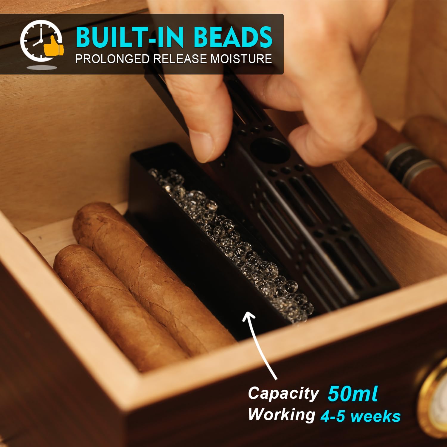 Zigarren Befeuchter für Zigarren-Humidor, Zigarren-Box 3-Wege Luftbefeuchtungssystem für 1-100 Kuba-Zigarren, als Humidor-Teiler, hält 70% RH, Humidor-Luftbefeuchter passend für alle Arten