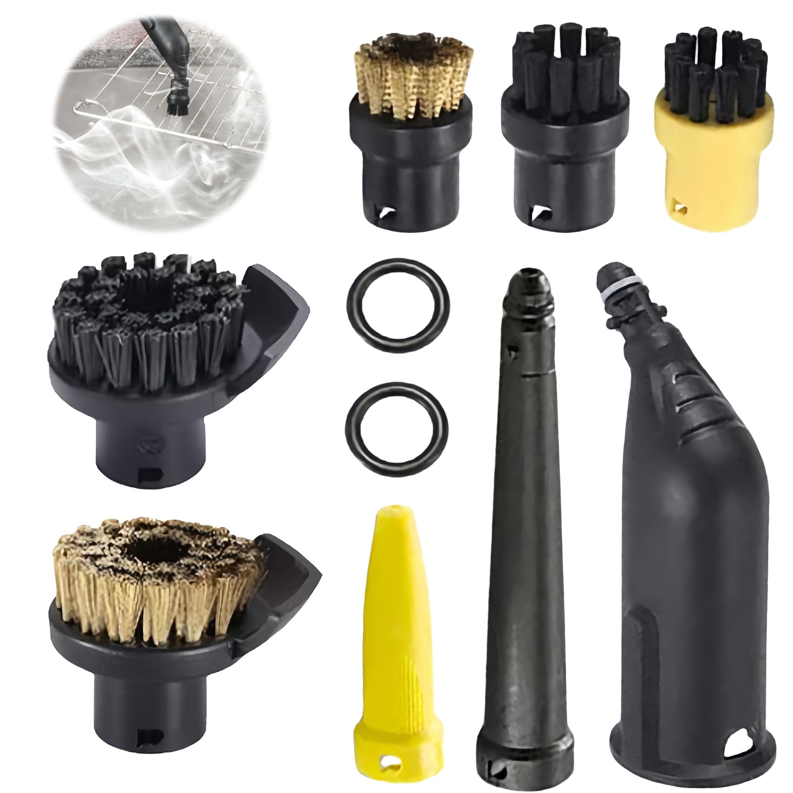 Accessori Per Pulitore A Vapore Kärcher - 2 Ugelli: Prolunga 107 Mm E Testina Gialla 55 Mm, Compatibili Con SC1 SC2 SC3 SC4 SC5, ABS Resistente Al Calore