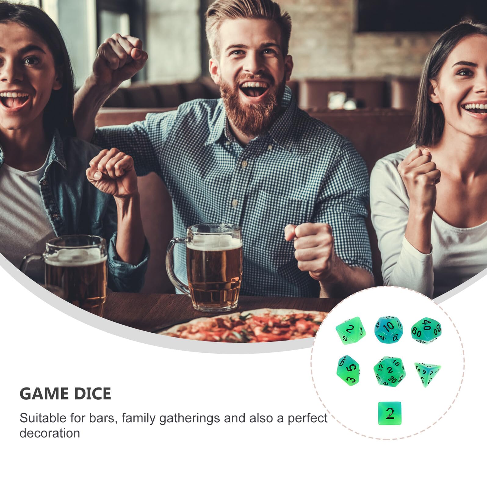 GALPADA 7pièces Dés Polyédriques pour Jeux de Société Lot de Dés Lumineux Portables Plusieurs Faces