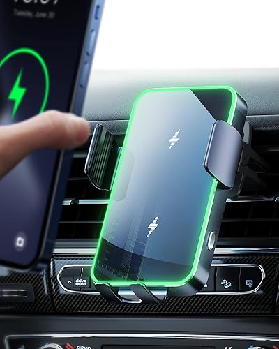 BATBI Cargador inalámbrico para automóvil, aleación de aluminio de 15 W, bobinas duales, inalámbrico, soporte para teléfono de automóvil, carga para