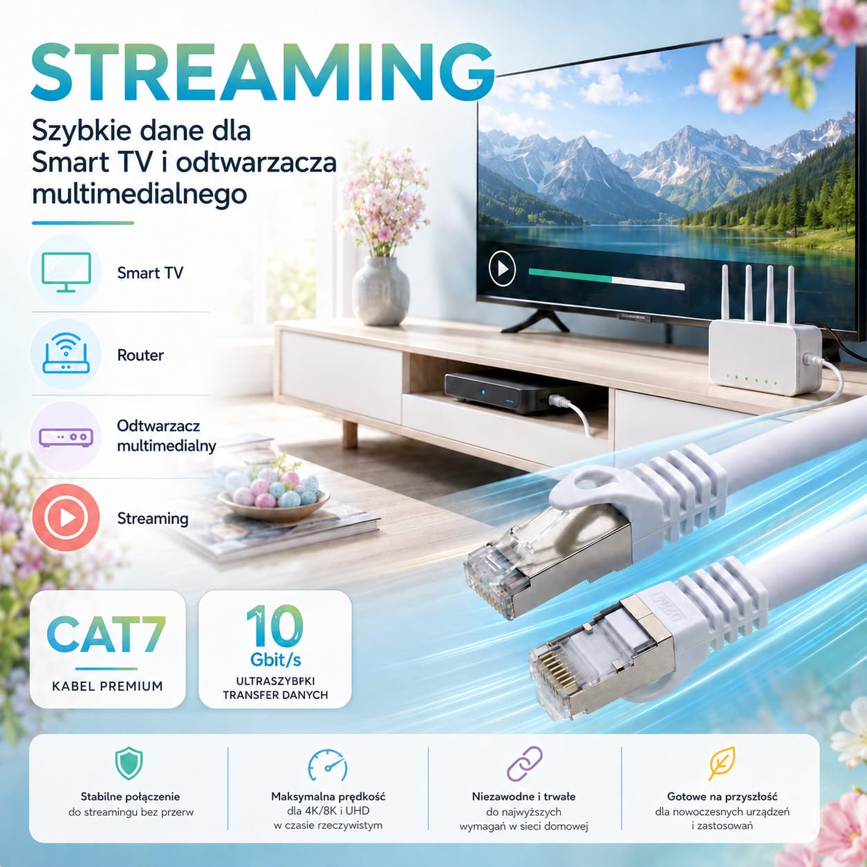 1aTTack.de 7,5 m - czerwony - 5 sztuk CAT.7 kabel sieciowy kabel krosowy SFTP PIMF LSZH Gigabit Lan kabel 10 Gb s cat7 kabel surowy z wtyczką RJ45 Cat6a kompatybilny z CAT5 CAT6 cat7 cat8