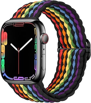 Qimela Stretchy Solo Loop Compatible with Apple Watch Band 49mm 46mm 45mm 44mm 42mm 41mm 40m 38mm for Women Men,Sport Breathable Braided Wristband for iWatch Series 11 10 9 8 7 6 5 4 SE Ultra 3 2 1