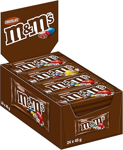M&M'S Milk Chocolate Bulk Box, Chocolate Gifts & Movie Night Snacks, 24 Packs of 45 g