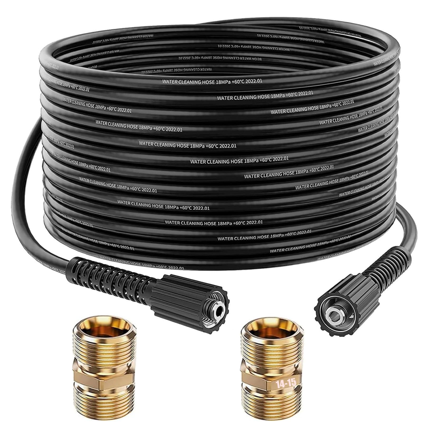 StoneBanks Tuyau d'extension pour Nettoyeur Haute Pression 10m, 2600 PSI M22-14 Femelle Flexible Tuyau de Rechange Haute Pression avec M22 Fileté Mâle Remplacement Connecteur pour Standard M22 HD