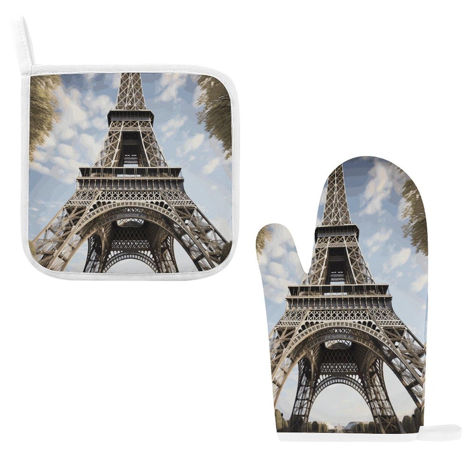 Eiffel Tower French Paris Monument Oven Mitts and Pot Holders Sets