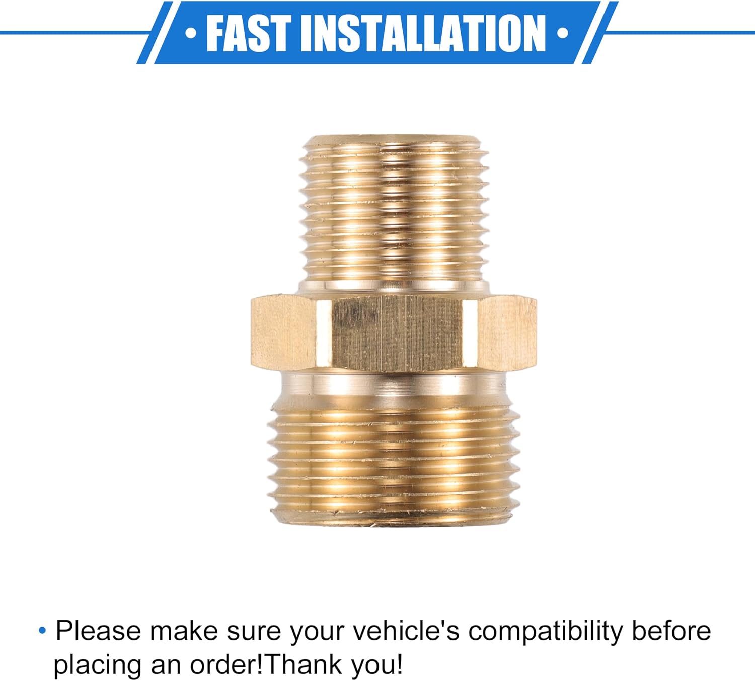 Pressure Washer Connector, M14x1.5 to M22x1.5 Male and Female Adapter Brass Screw Hose Connector Universal for Pressure Washer Quick Connect Brass Copper Tone 1pc